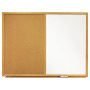 Combination Board, 48" x 36", Brown/White Surface, Oak Finished Fiberboard (MDF) Frame