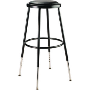 6400 Series Height Adjustable Heavy Duty Vinyl Padded Steel Stool, Supports 500 lb, 25" to 33" Seat Height, Black Seat/Base
