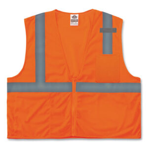 GloWear 8210Z Class 2 Economy Mesh Vest, Polyester, Orange, X-Small