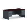 38000 Series Double Pedestal Desk, 72" x 36" x 29.5", Mahogany/Charcoal