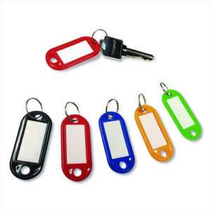 Colored Key Tags, Plastic, 0.9 x 2, Assorted, 20/Pack