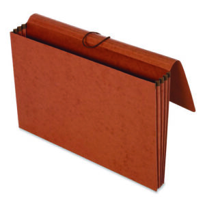 Extra-Wide Expanding Wallet, 5.25" Expansion, 1 Section, Flap/Elastic Cord Closure, Legal Size, Redrope, 10/Box