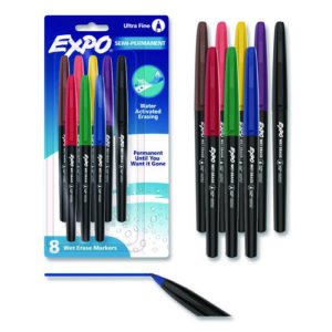 Vis-à-Vis Wet Erase Marker, Fine Bullet Tip, Assorted Colors, 8/Pack