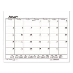 Recycled Economy Monthly Desk Pad Calendar, 22 x 17, White/Black Sheets, 12-Month (Jan to Dec): 2025