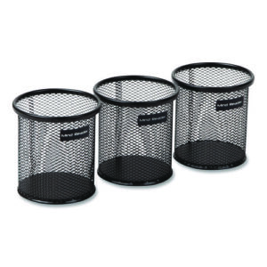 Metal Mesh Utensil Holder, 3.5" dia x 3.7"h, Black, 3/Pack