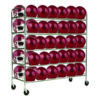 60 Helmet Football Cart, Five Shelves, Metal, 176 lb Capacity, 24" x 61" x 65", Chrome