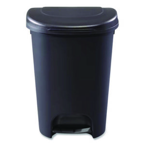 Classic Step-On Trash Can, 13 gal, Resin, Black