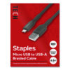 Micro USB to USB-A 2.0 Charging Cable, 6.5 ft, Black