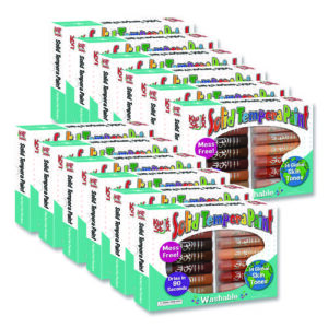Kwik Stick Tempera Paint, 0.7" x 3.5", Assorted Skintones, 14 Sticks/Pack, 12 Packs/Carton
