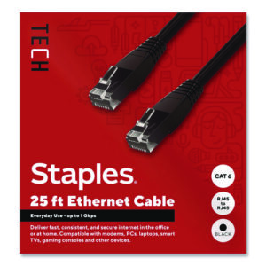CAT6 Ethernet Cable, 25 ft, Black
