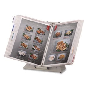 Antimicrobial Desktop Reference and Display System, 10 Panels with White Borders, White Base