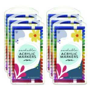 Washable Acrylic Markers, Fine Bullet Tip, Assorted Colors, 36/Pack, 6 Packs/Carton
