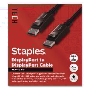4K DisplayPort to DisplayPort Audio/Video Cable, 6 ft, Black