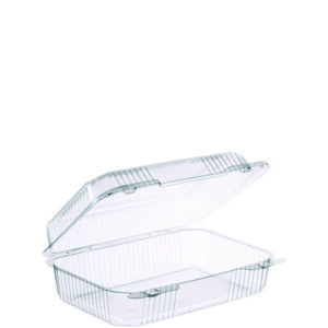 StayLock Clear Hinged Lid Containers, Oblong, 6.81 x 9.4 x 3.1, Plastic, 125/Bag, 2/Carton