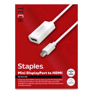 Mini DisplayPort to HDMI Audio/Video Adapter, 6", White