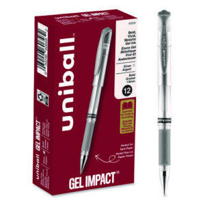 IMPACT Gel Pen, Stick, Medium 1 mm, Silver Metallic Ink, Silver Barrel