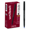 ONYX Rollerball Pen, Stick, Extra-Fine 0.5 mm, Blue Ink, Black/Blue Barrel, Dozen