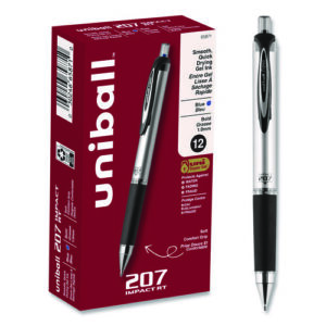 207 Impact Gel Pen, Retractable, Bold 1 mm, Blue Ink, Black/Blue Barrel