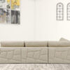 Beige Deco Tufted Italian Leather Modular L Shaped Two Piece Corner Sectional