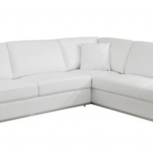 White Italian Leather Modular L Shaped Two Piece Corner Sectional