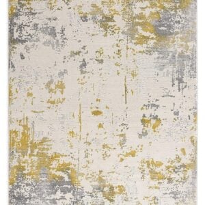 5' X 7' Gold Abstract Dhurrie Area Rug