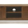 50" Medium Brown Wood Curved Edge Enclosed Storage TV Stand