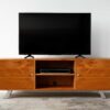 72" Brown Wood Cabinet Enclosed Storage TV Stand