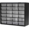 Akro-Mils Plastic Drawer Parts Cabinet 10124 - 20""W x 6-3/8""D x 15-13/16""H Black 24 Drawers