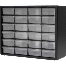 Akro-Mils Plastic Drawer Parts Cabinet 10124 - 20""W x 6-3/8""D x 15-13/16""H Black 24 Drawers