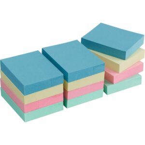 Universal One® Self-Stick Notes 1-1/2 x 2 4 Pastel Colors 12 100-Sheet Pads/Pack
