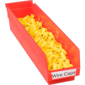 Akro-Mils Plastic Nesting Storage Shelf Bin 30128 - 4-1/8""W x 17-7/8""L x 4""H Red