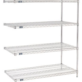 Nexel® 4 Shelf Stainless Steel Wire Shelving Unit Add On 72""W x 24""D x 54""H
