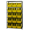 Quantum MSU-533 Steel Shelving With 15 Magnum Giant Hopper Bins Yellow 18x42x75
