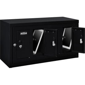 Global Industrial™ 1-Tier 4 Door Locker w/ Key Lock 28-1/2""Wx11-1/4""Dx15-5/8""H Blk Assembled