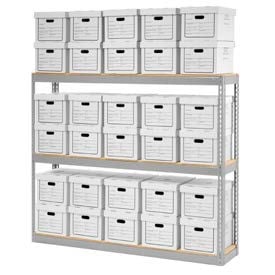 Global Industrial™ Record Storage Open With Boxes 72""W x 15""D x 60""H - Gray