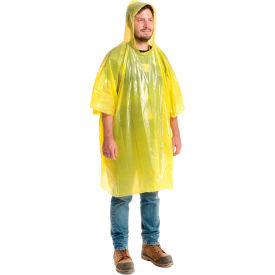 Disposable Rain Poncho 80"" L One Size Yellow