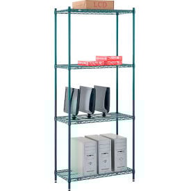 Nexel® 4 Shelf Poly-Green® Wire Shelving Unit Starter 36""W x 12""D x 54""H