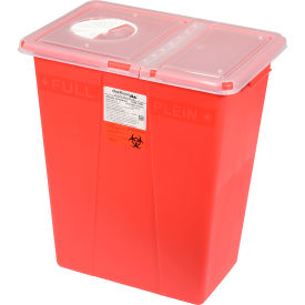 Oakridge Products 8 Gallon Sharps Container w/ Split Rotor Lid Red