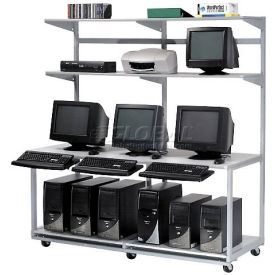 Global Industrial™ 72"" Computer LAN Workstation 72""W x 30""D x 74""H Gray Unassembled