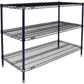 Nexel® 3 Shelf Nexelon® Blue Wire Shelving Unit Starter 72""W x 24""D x 34""H