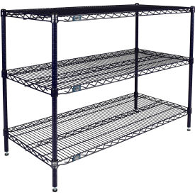 Nexel® 3 Shelf Nexelon® Blue Wire Shelving Unit Starter 48""W x 14""D x 34""H