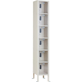Global Industrial 6-Tier 6 Door Clear View Locker Digital Lock 12""Wx12""Dx78""H Tan Assembled
