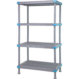 Quantum Millenia™ Shelving Unit 72""W X 18""D X 74""H 4 Open Grid Shelves Dunnage Stand