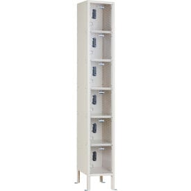 Global Industrial 6-Tier 6 Door Clear View Locker Digital Lock 12""Wx12""Dx78""H Tan Unassembled