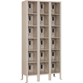 Global Industrial 6-Tier 18 Door Clear View Locker Digital Lock 36""Wx12""Dx78""H Tan Unassembled