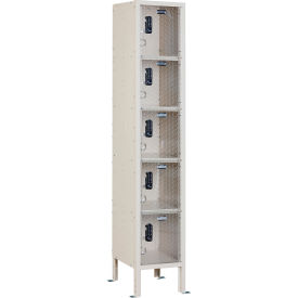 Global Industrial 5-Tier 5 Door Clear View Locker Digital Lock 12""Wx12""Dx66""H Tan Unassembled