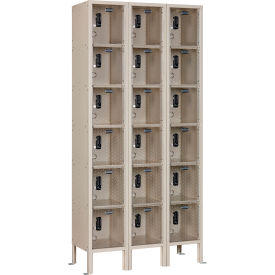 Global Industrial 6-Tier 18 Door Clear View Locker Digital Lock 36""Wx12""Dx78""H Tan Assembled