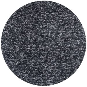 8' Black Heather Round Indoor Shag Rug