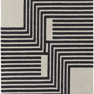 4' X 6' Gray Ivory And Black Wool Abstract Tufted Handmade Area Rug