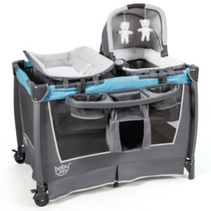 4-in-1 Convertible Portable Baby Play yard with Toys and Music Player-Blue
